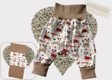 DIY Nähpaket Stoff Zuschnitte Baby Pumphose Jersey Rentier plus Bündchen Nähset